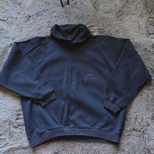 St. MICHAEL Crest blue Sweater with Ribbed Details Neck, And Cuffs Large